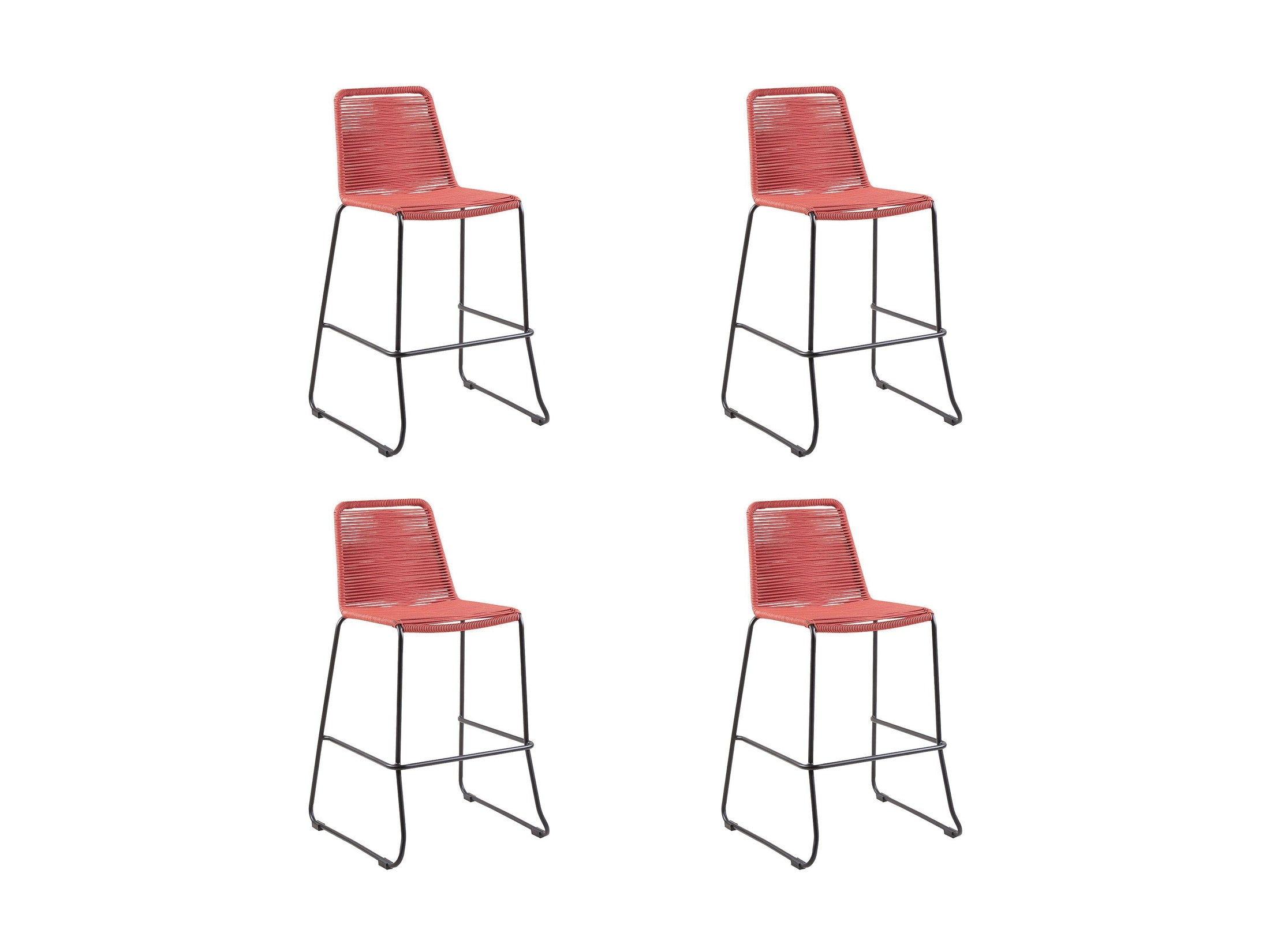 Shasta - 30" Outdoor Metal And Rope Stackable Barstool