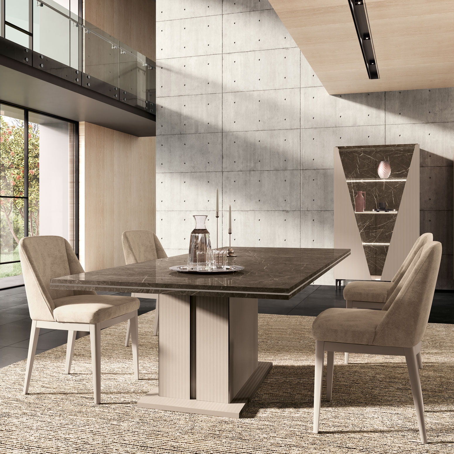Fidia, Aris - Dining Table - Beige / Dark Brown