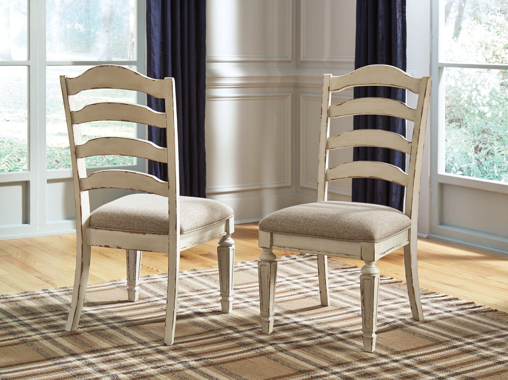 Realyn - Dining UPH Side Chair (Set of 2) - Ladderback - Chipped White