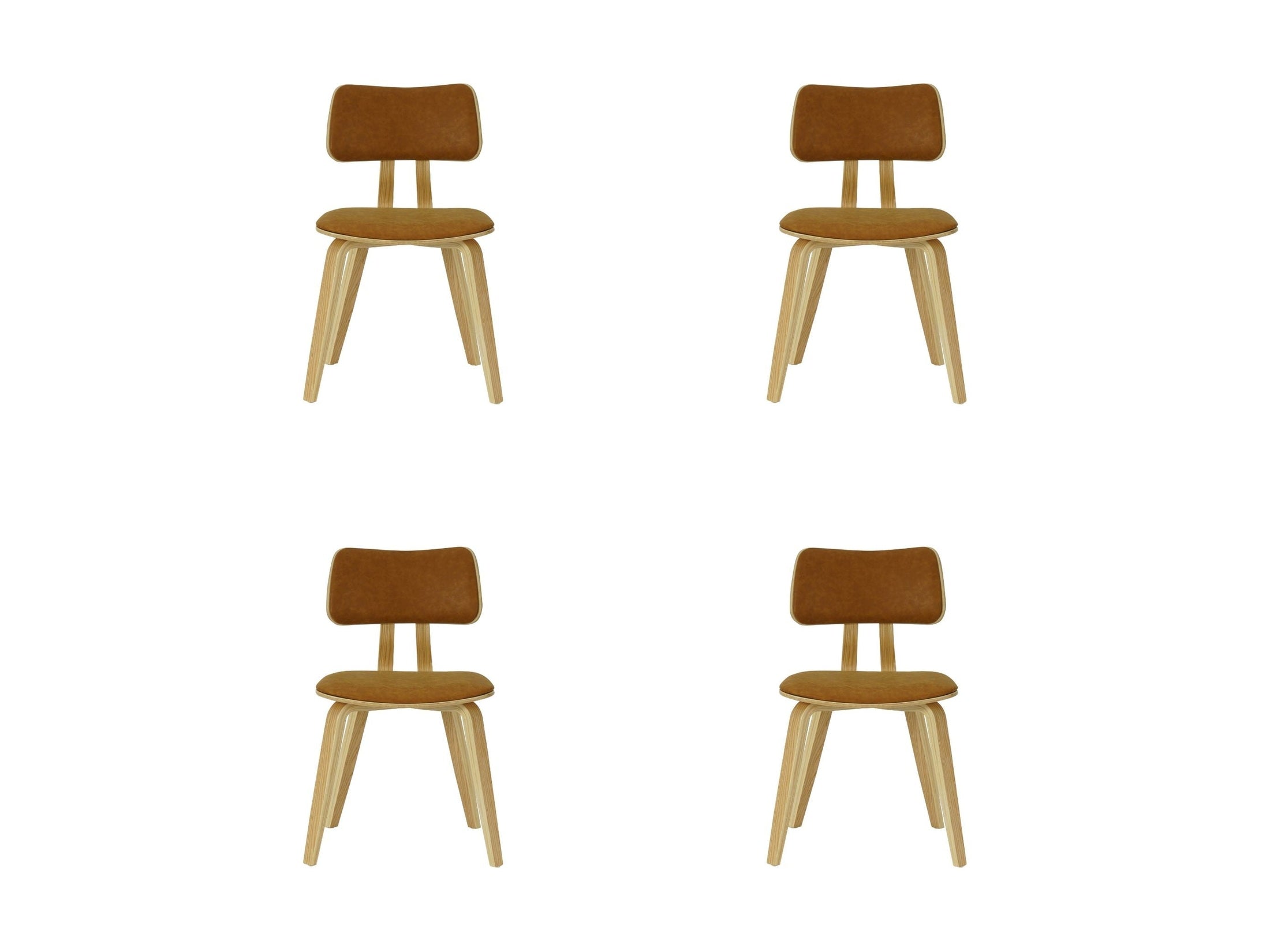Jaguar - Curved Back Wood Dining Chair With Faux Leather Seat