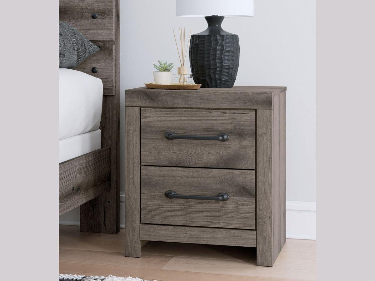 Graystorm - Two Drawer Night Stand - Brown Gray