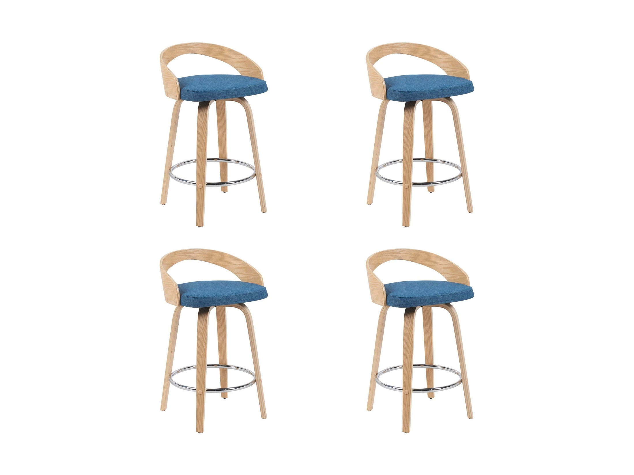 Sonia - Modern Swivel Counter Height Bar Stool - Patterned Oak Wood Finish