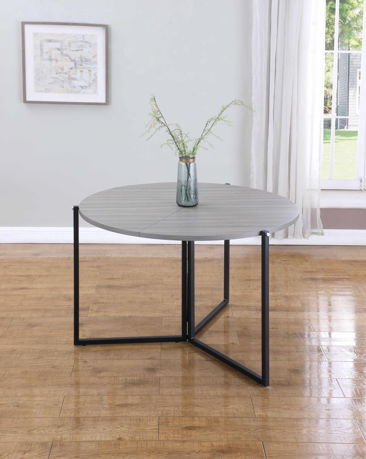 8389 Round Foldaway Dining Table, Matte Gray