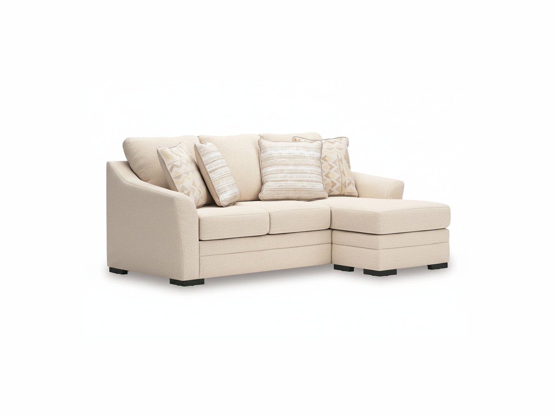 Lango beige sectional sofa with cushions on a white background.
