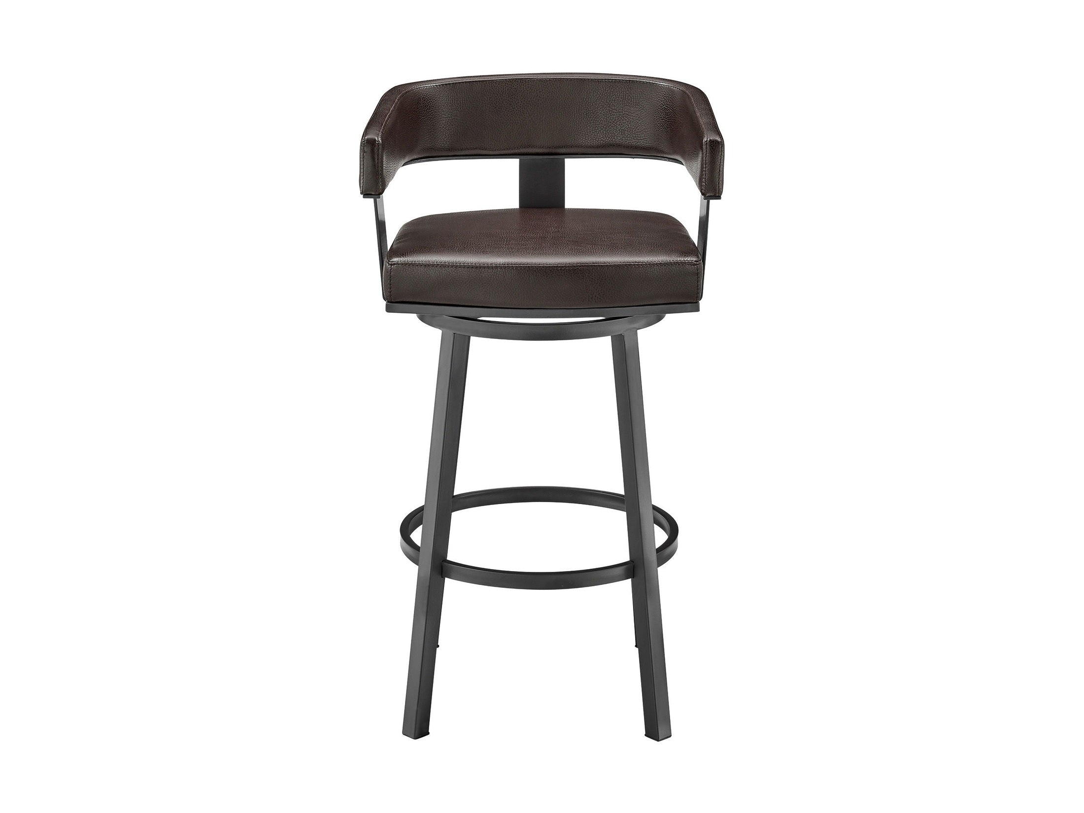 Cohen - 26" Counter Height Swivel Bar Stool - Java Brown Finish And Faux Leather