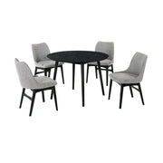 Arcadia And Azalea - Round 5 Piece Dining Set - Gray / Black