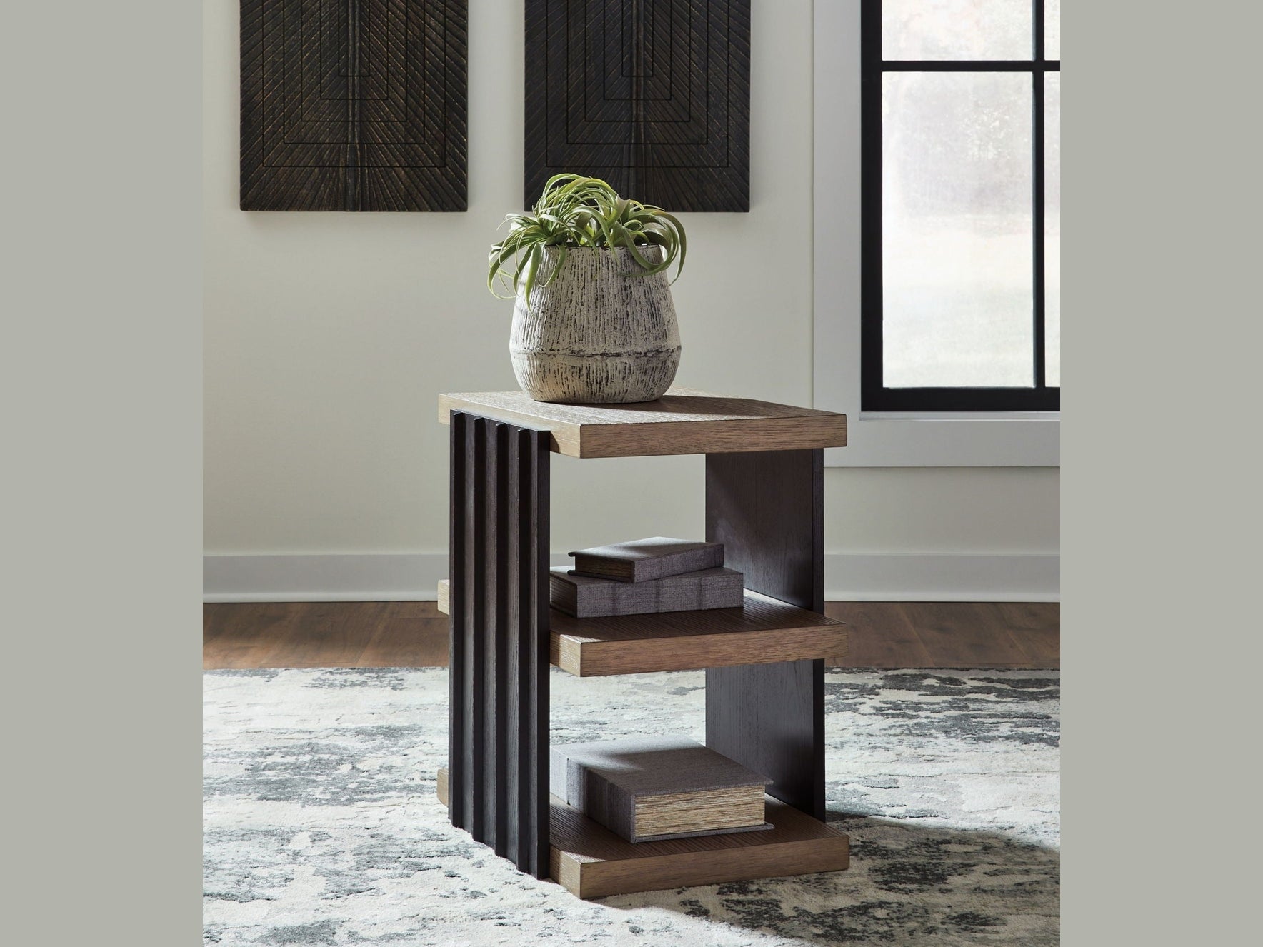 Rylandyn - Rectangular End Table - Black / Light Brown