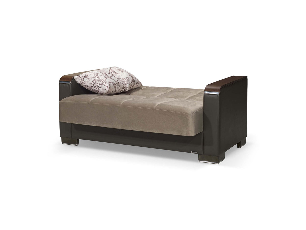 Ottomanson Armada X - Upholstered Convertible Wood Trimmed Loveseat With Storage