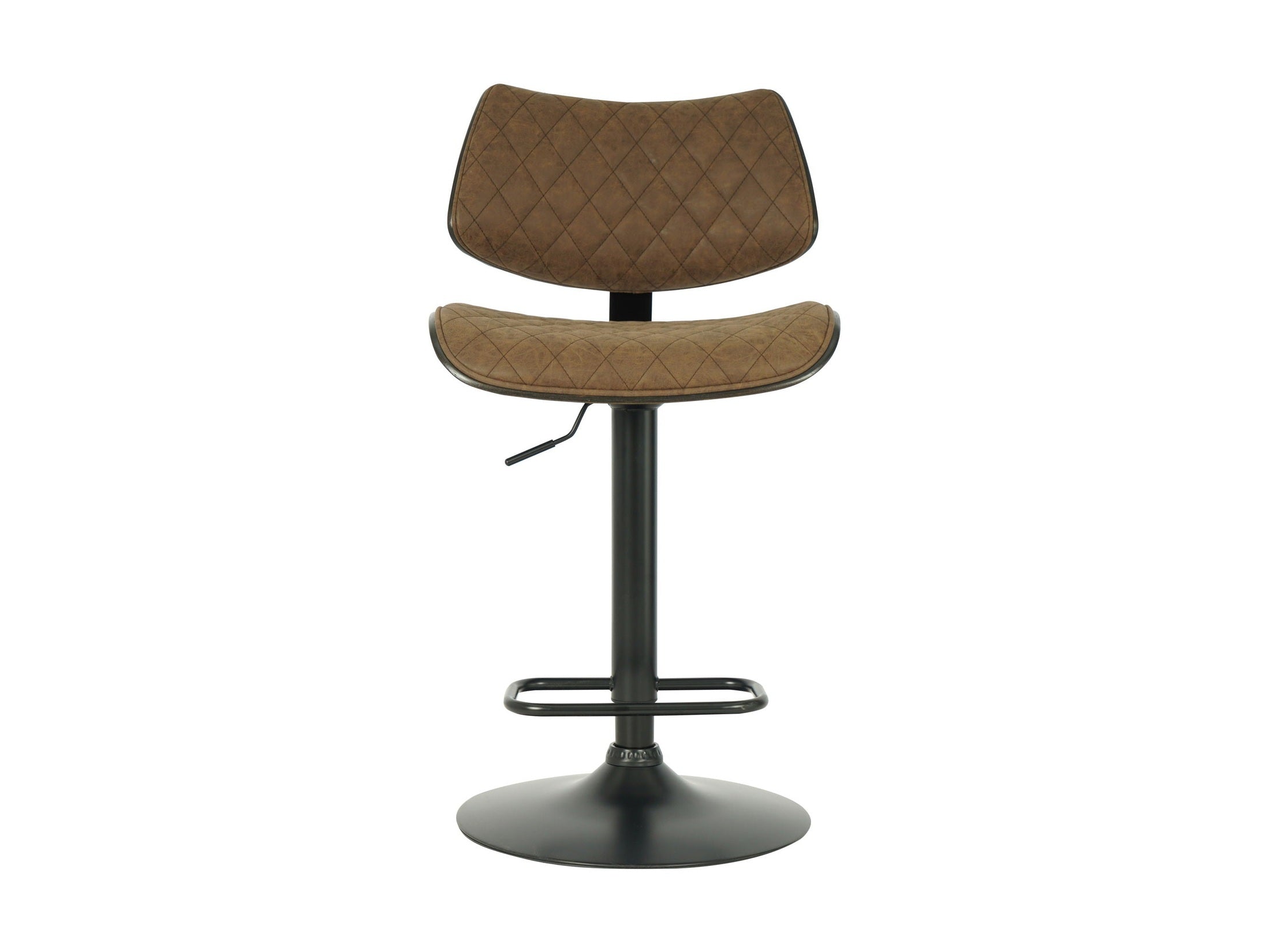 Leland - Adjustable Swivel Curved Back Wood Bar Stool With Faux Leather Seat