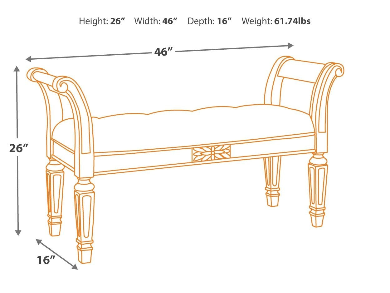 Realyn - Accent Bench - Antique White