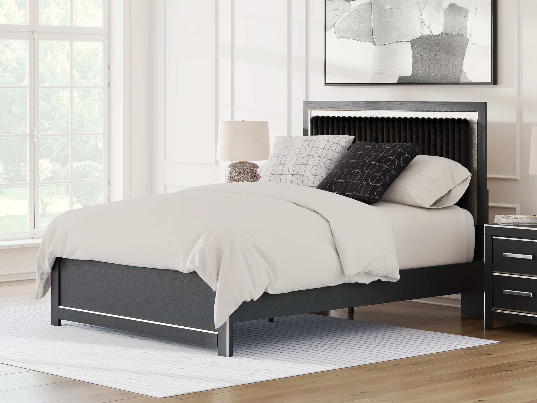 Birmonton - Upholstered Panel Bed With Roll Slats