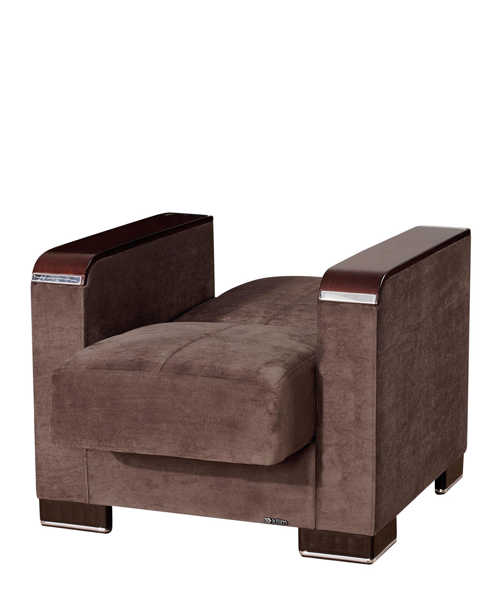 Ottomanson Armada X - Upholstered Convertible Wood Trimmed Armchair With Storage - Microfiber