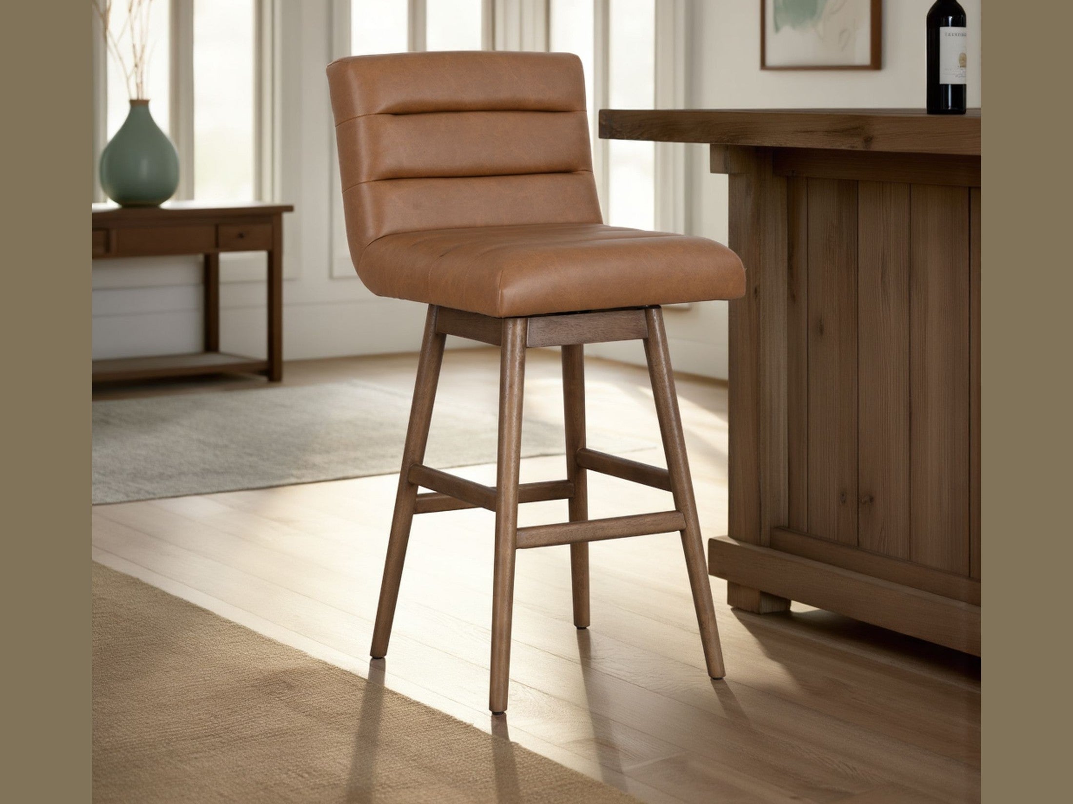 Elias - Swivel Rubberwood Barstool