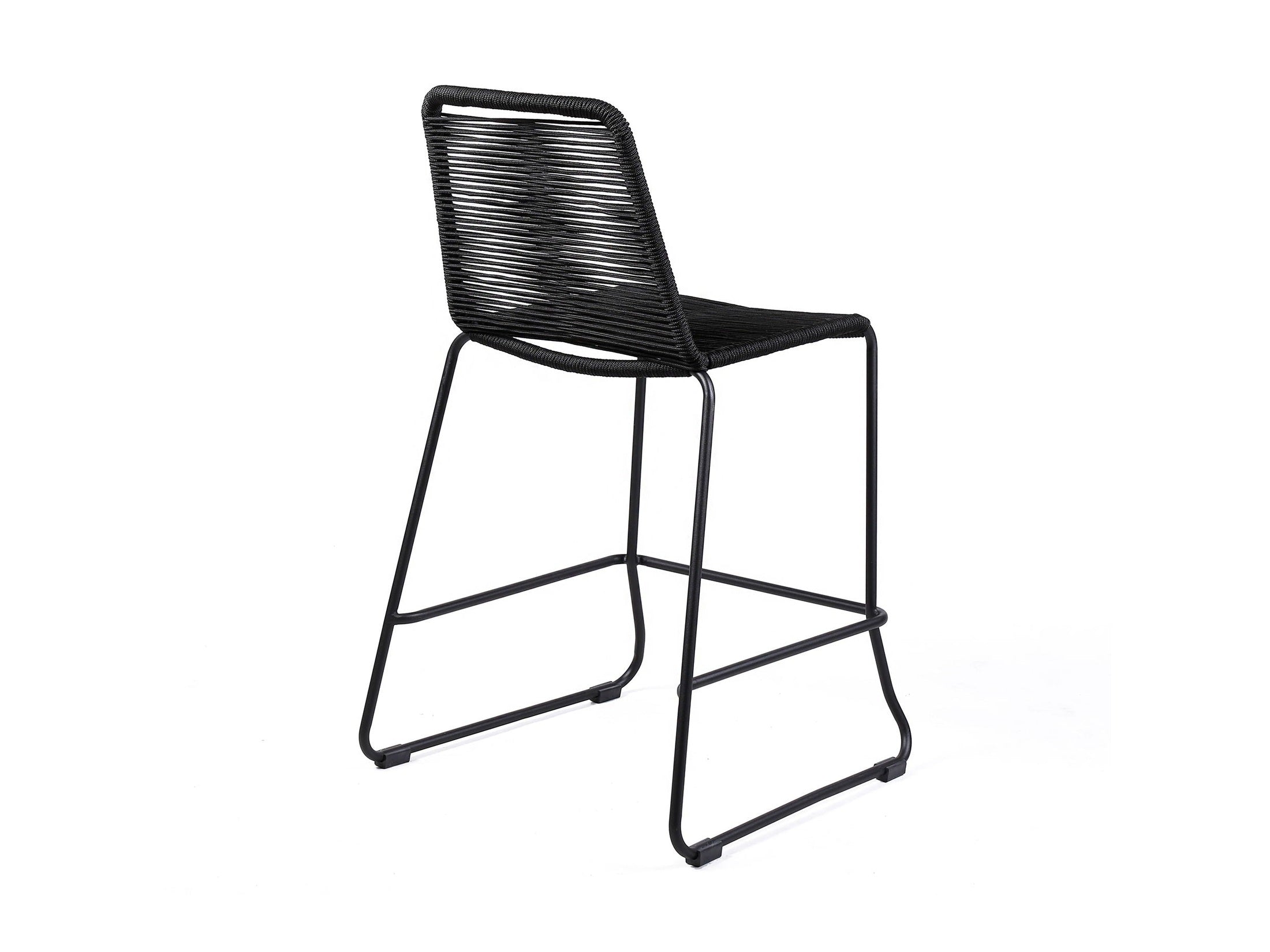 Shasta - 30" Outdoor Metal And Rope Stackable Barstool