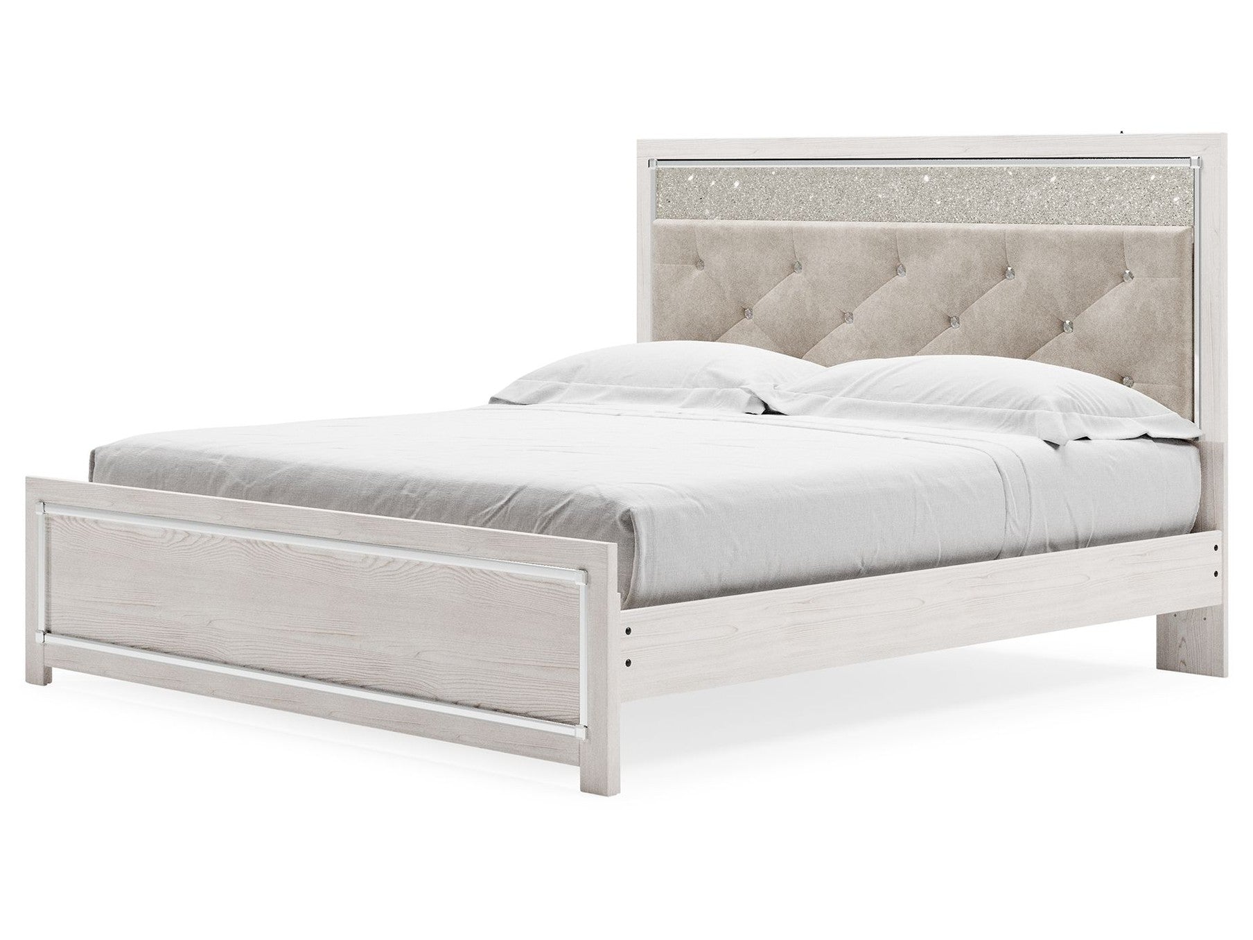 Altyra - King Panel Bed With Upholstered Headboard - White