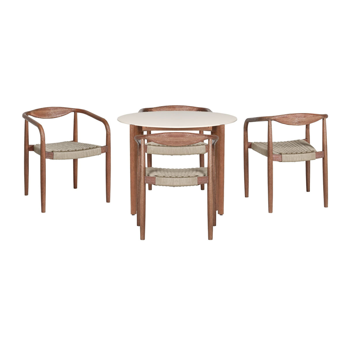 Cove - Eucalyptus & Rope 5-Piece Outdoor Dining Set - Brown & Almond milk