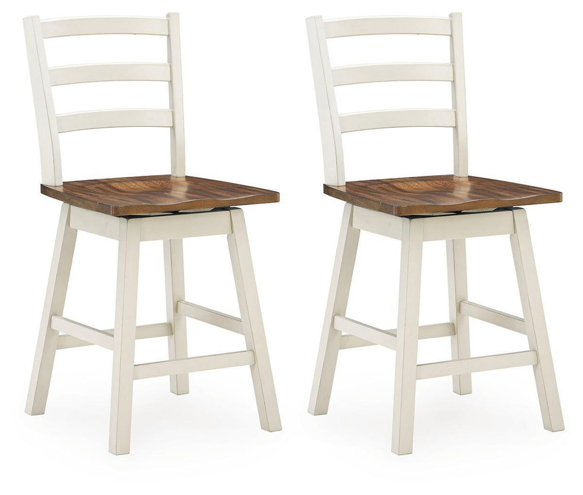 Brinfern - Swivel Stool (Set of 2) - Brown / Antique White