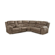 Ravenel - 3-Piece Power Reclining Sectional With Laf Power Reclining Loveseat With Console - Faux Leather - Fossil