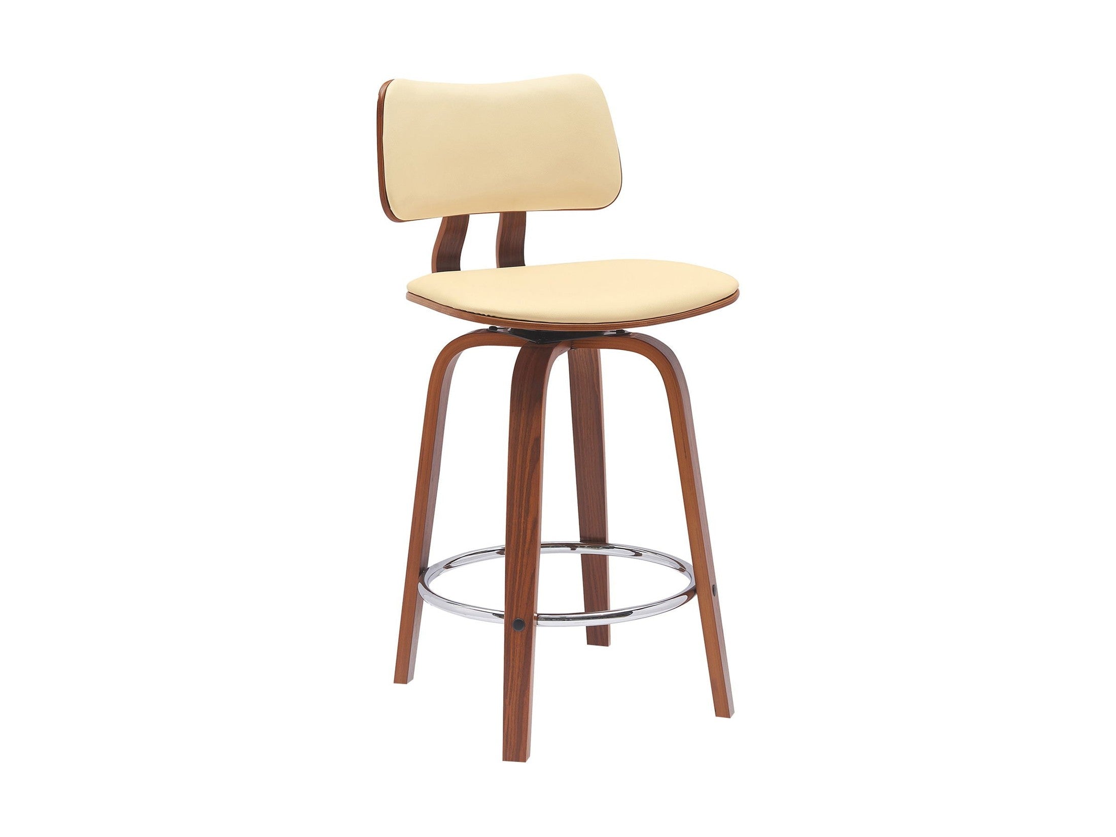Pico - Swivel Walnut Wood Faux Leather Stool