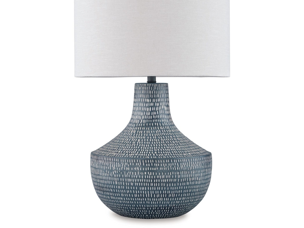 Schylarmont - Metal Table Lamp - Antique Gray / White