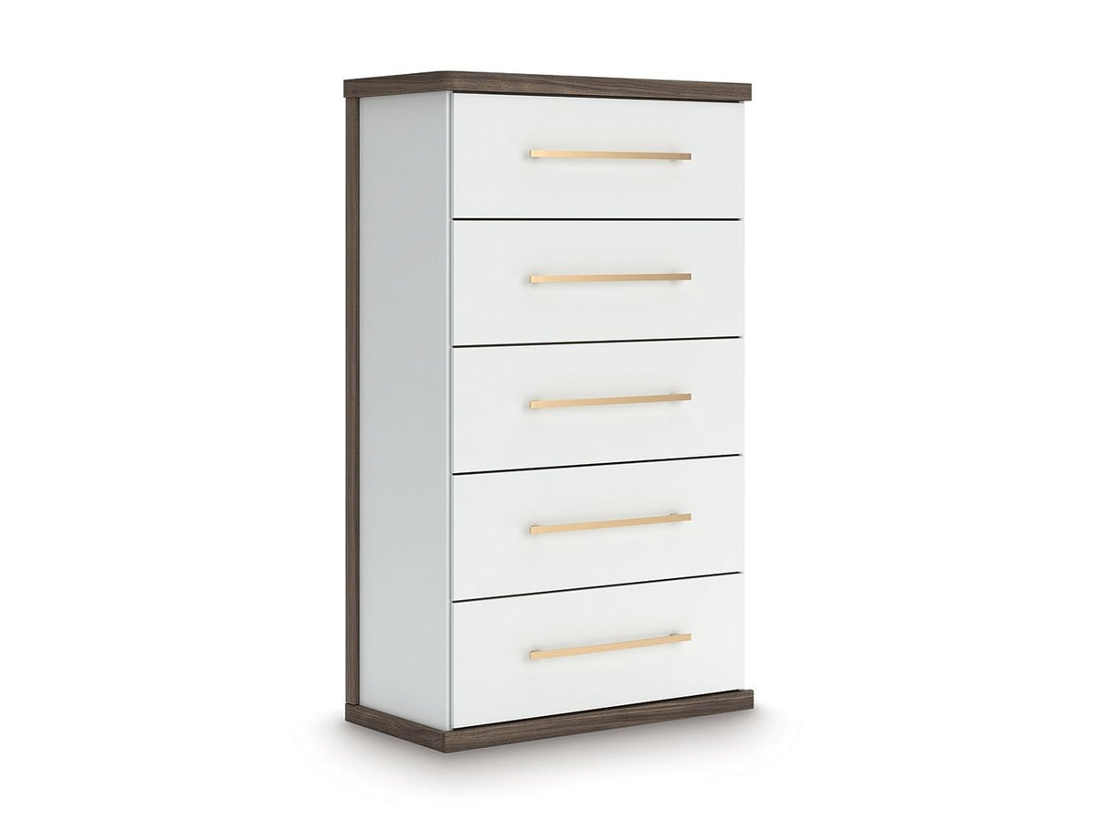 Kendanport - Five Drawer Chest - Brown / White