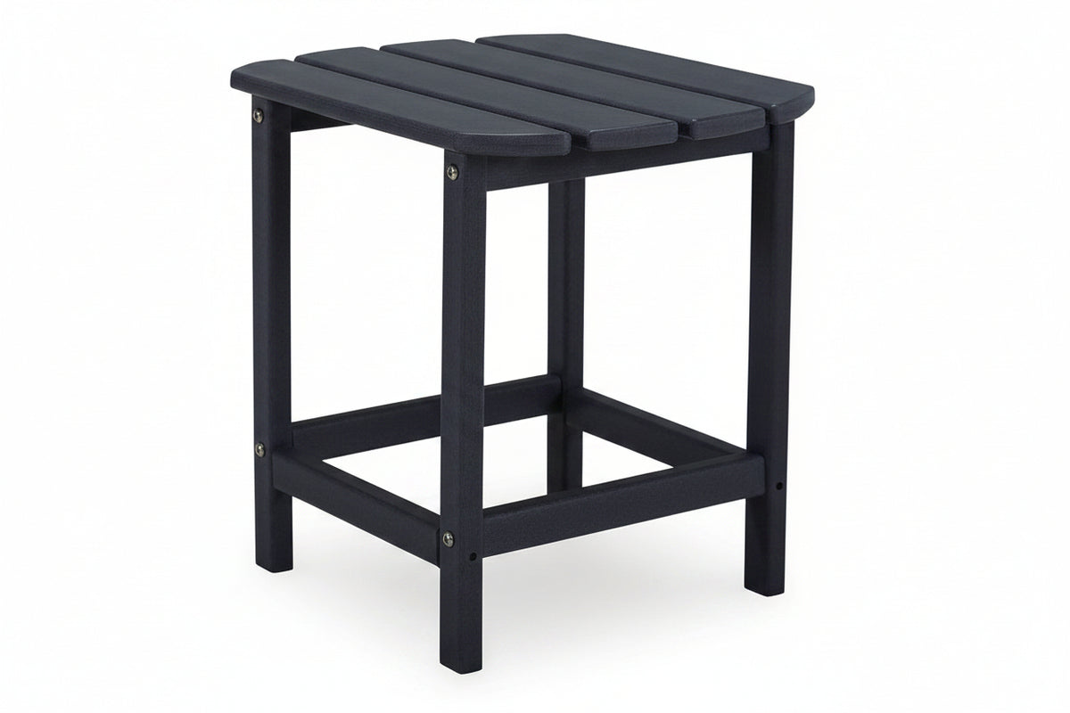 Black outdoor side table on a white background