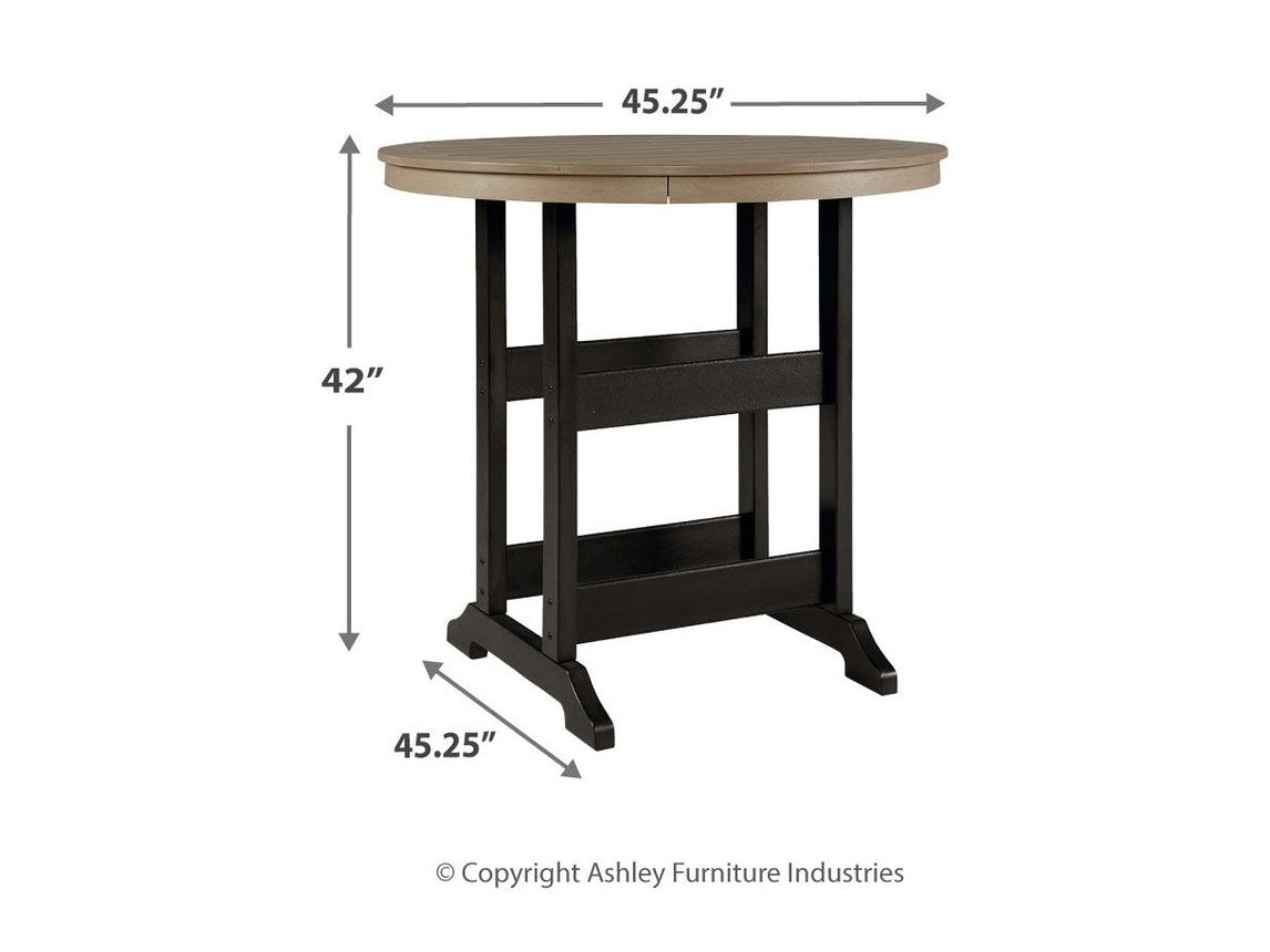 Fairen Trail - Round Bar Table w/Umb OPT - Black / Driftwood