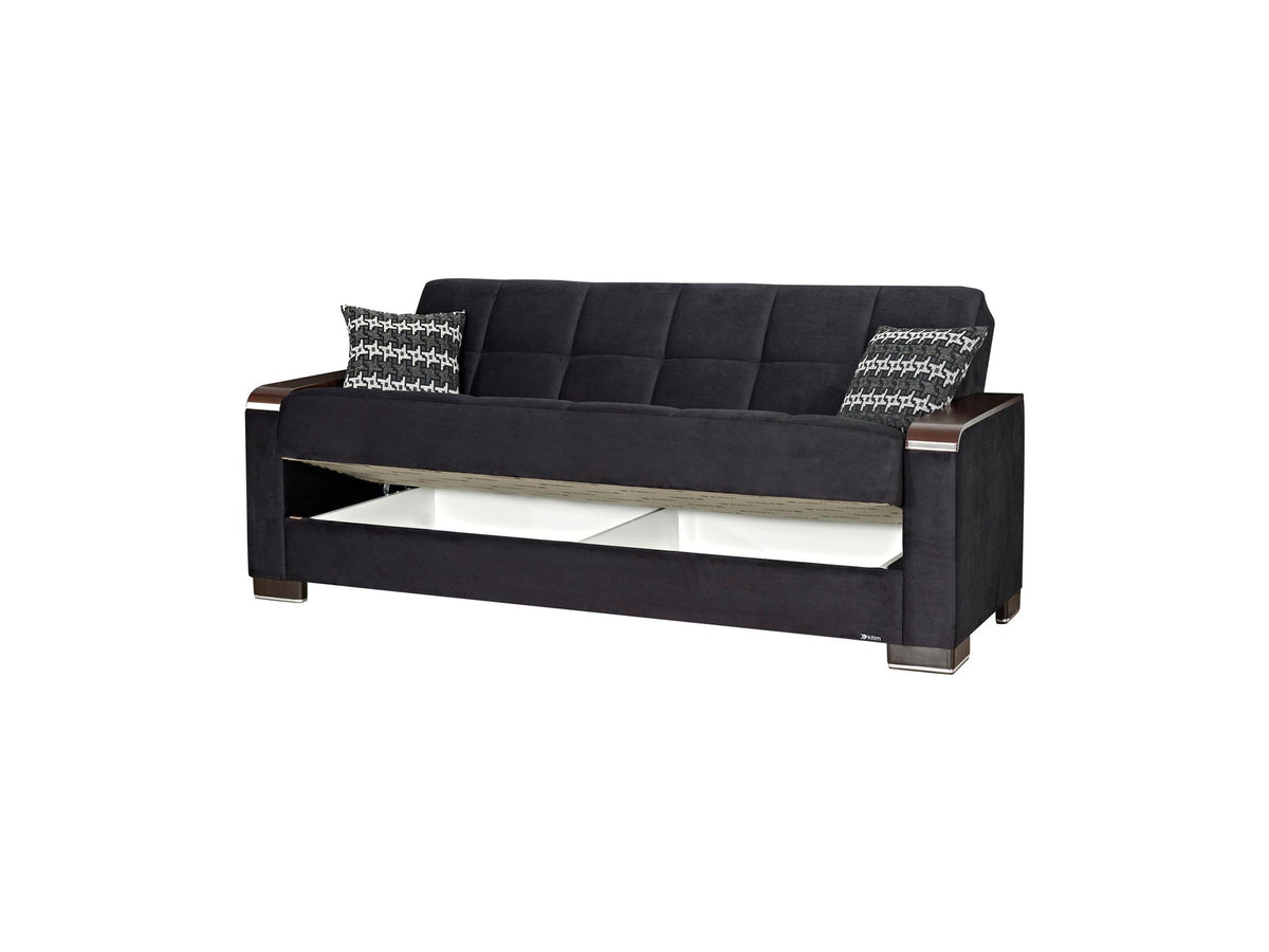 Ottomanson Armada X - Upholstered Convertible Wood Trimmed Sofabed With Storage - Microfiber