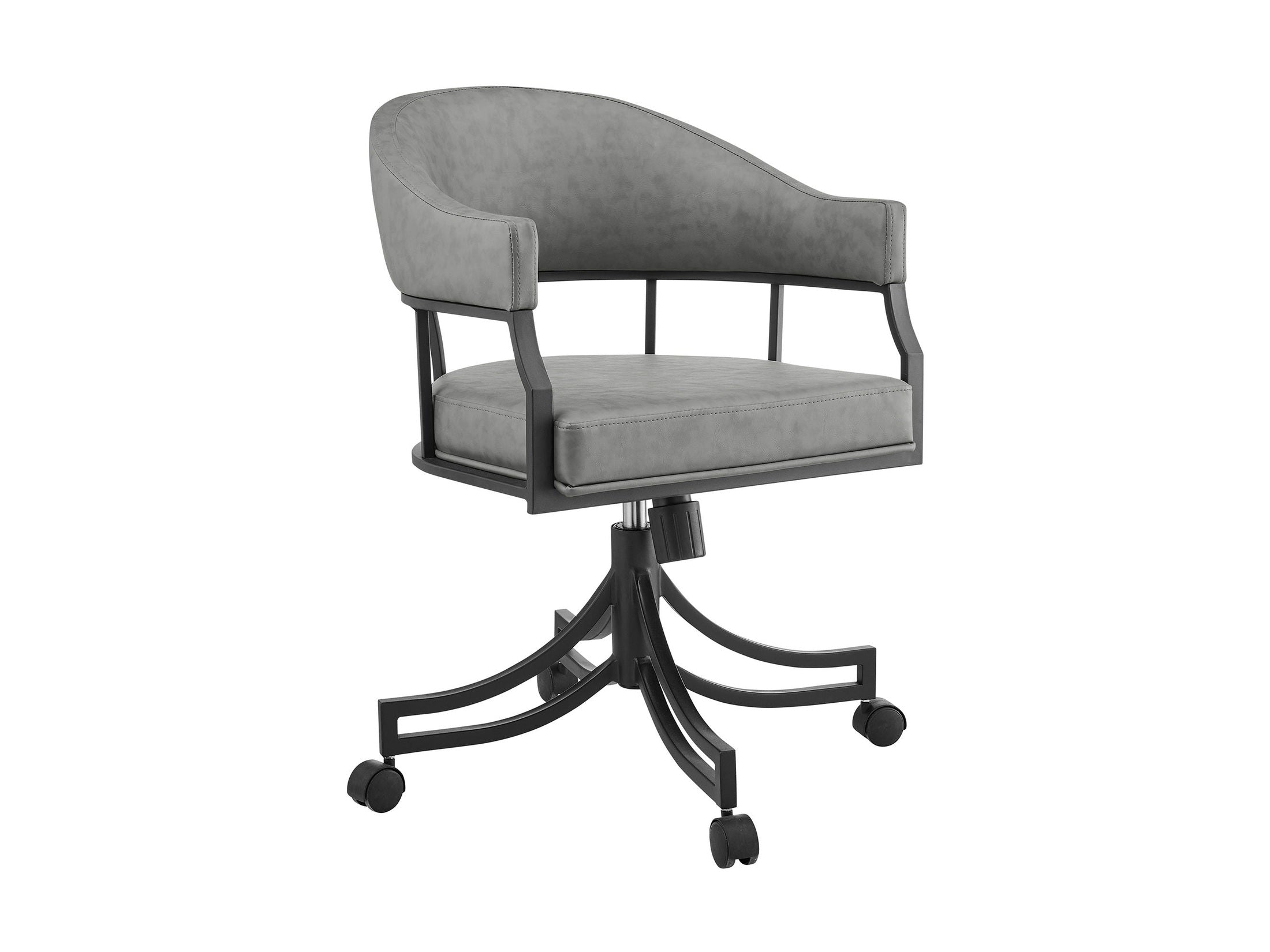 Tibet - Swivel Rolling Dining Chair - Matte Black / Vintage Gray