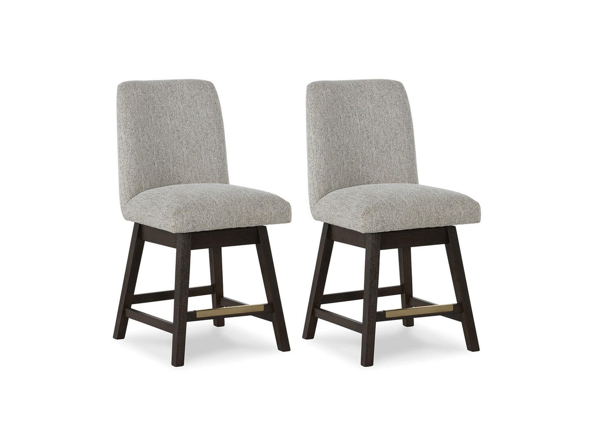 Burkhaus - Upholstered Swivel Barstool (Set of 2) - Beige / Dark Brown