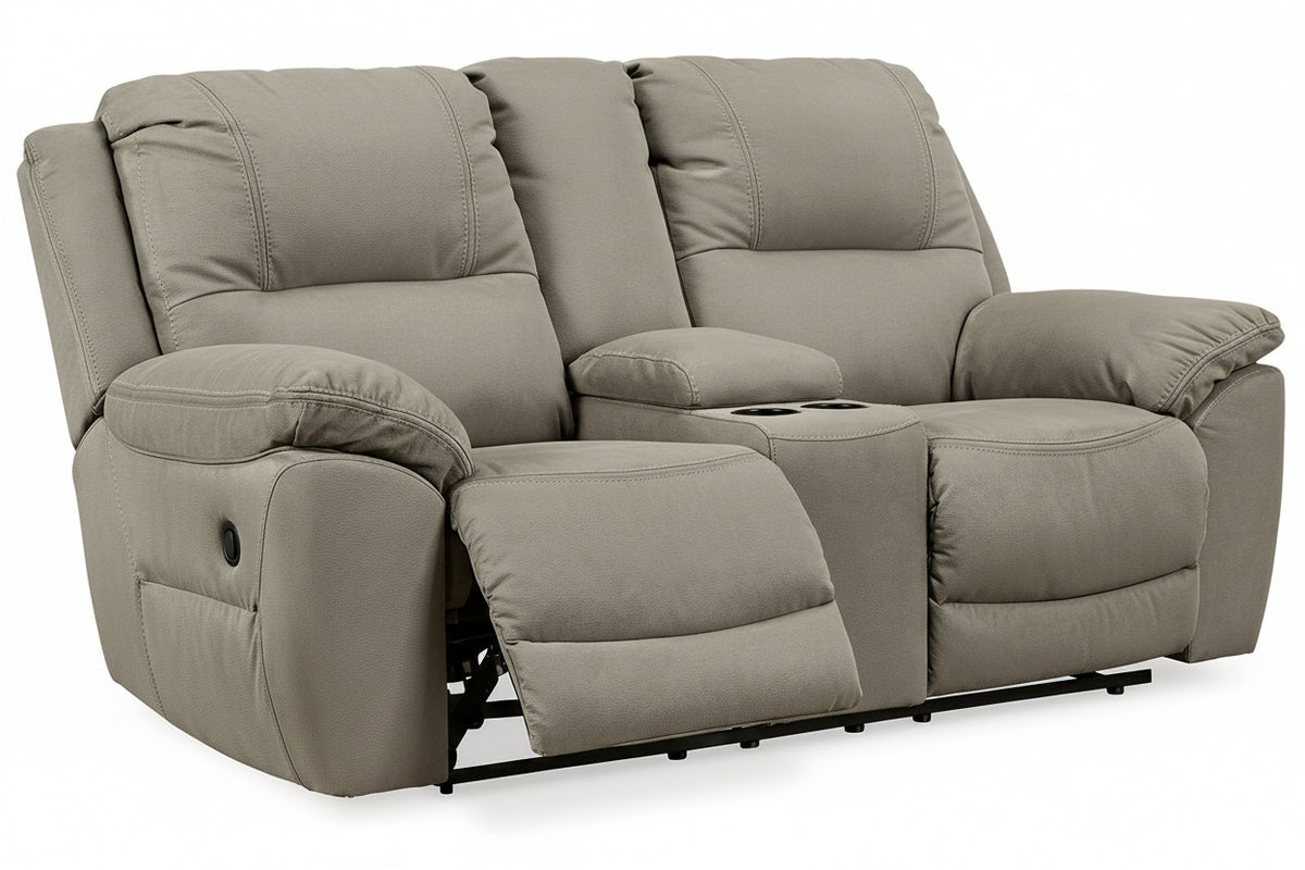 Gray reclining sofa on a white background
