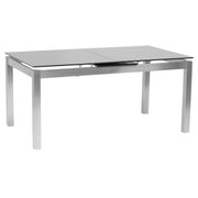 Ivan - Dining Table With Extensions, Tempered Glass Top - Brushed Silver / Gray