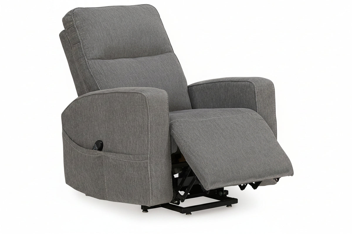 Gray recliner chair on a white background
