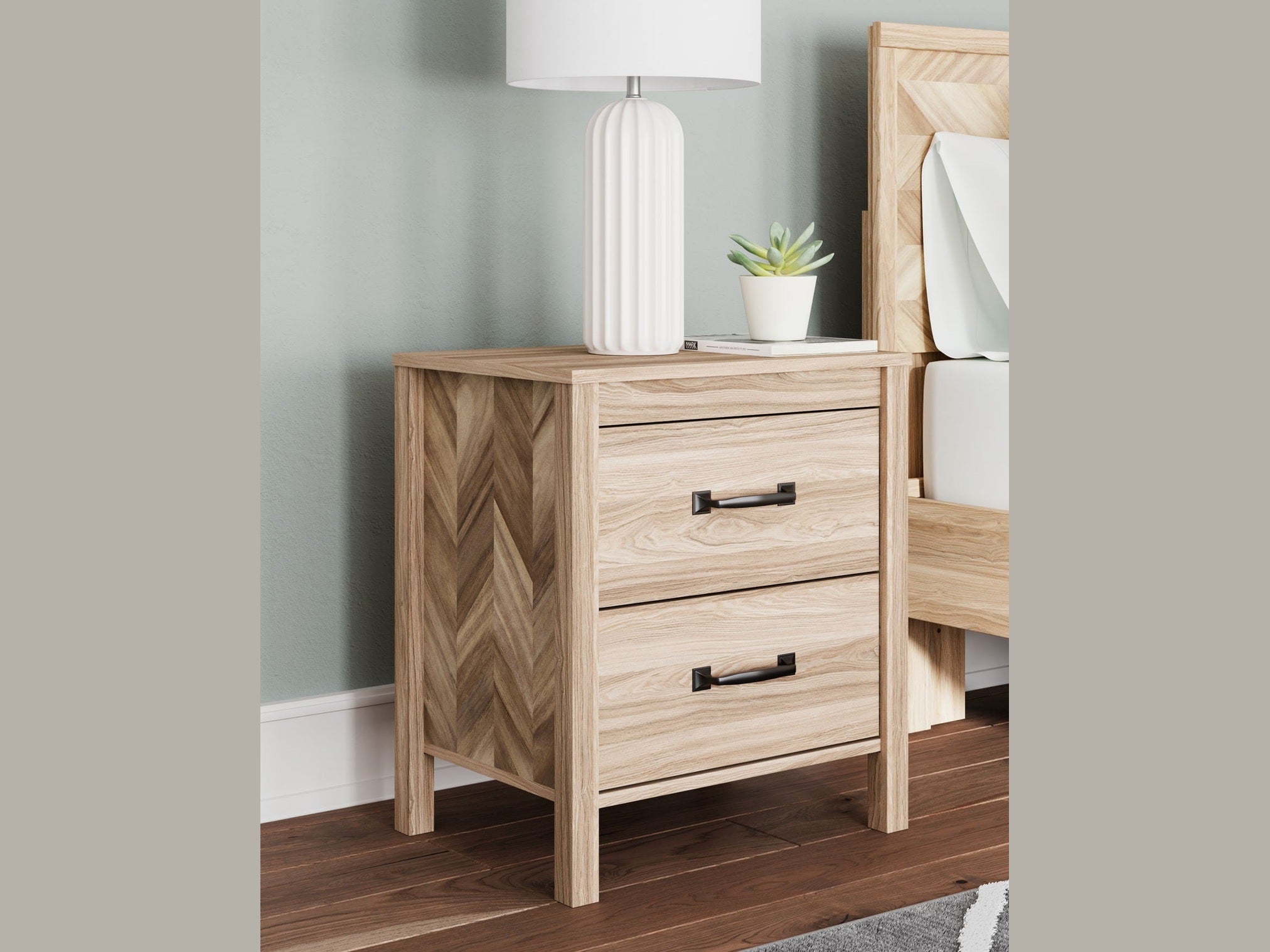 Battelle - Two Drawer Night Stand - Tan