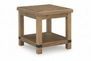 Wooden side table with a shelf on a white background