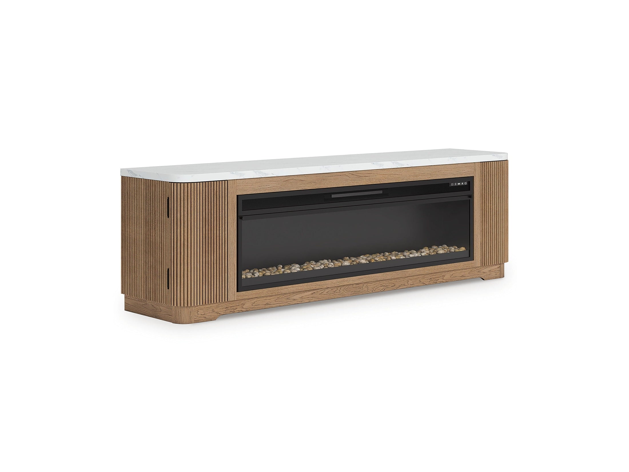 Camdill - 80" TV Stand With Electric Fireplace - Light Brown