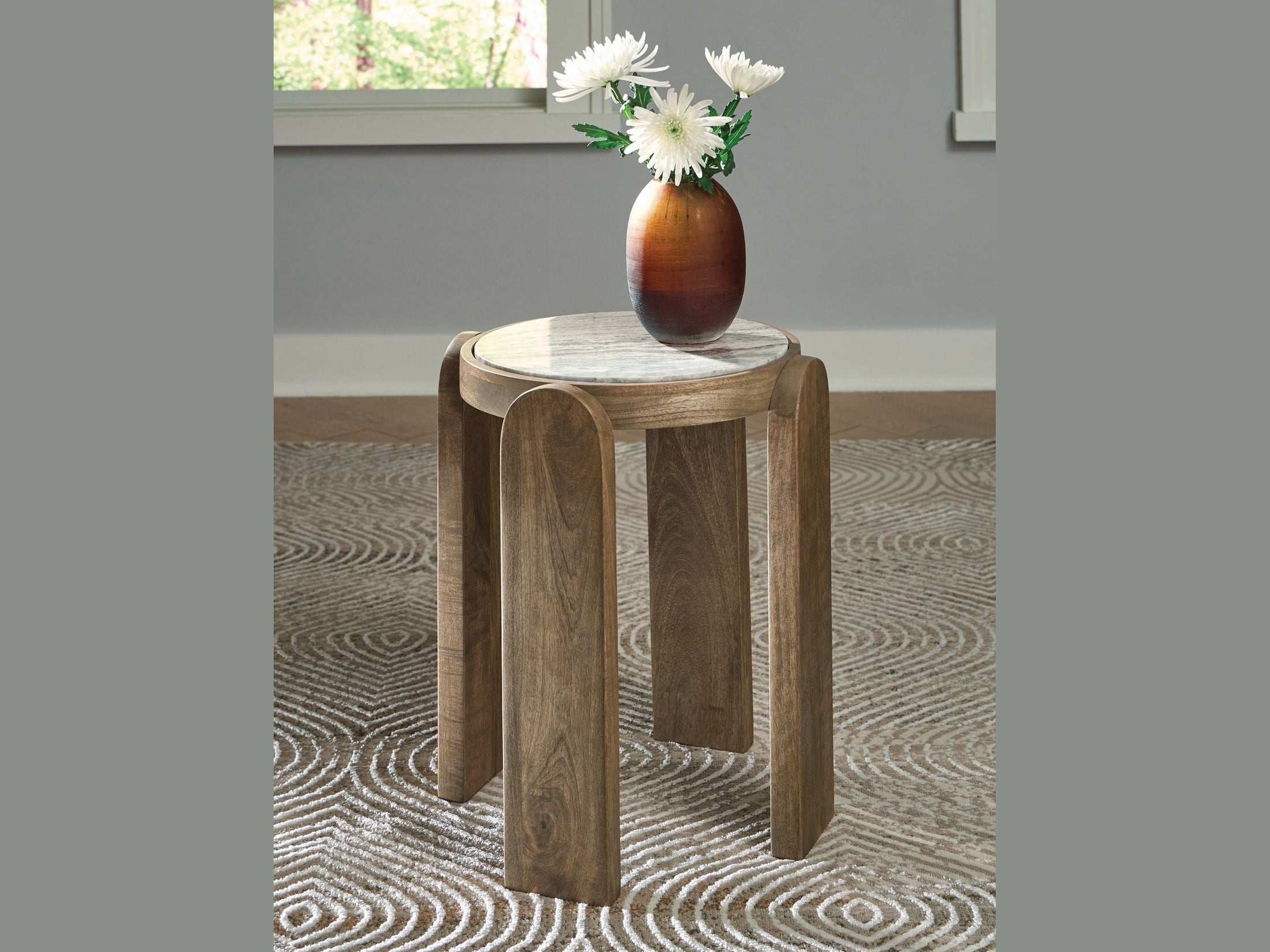 Gavrilley - Accent Table - Gray / White / Brown