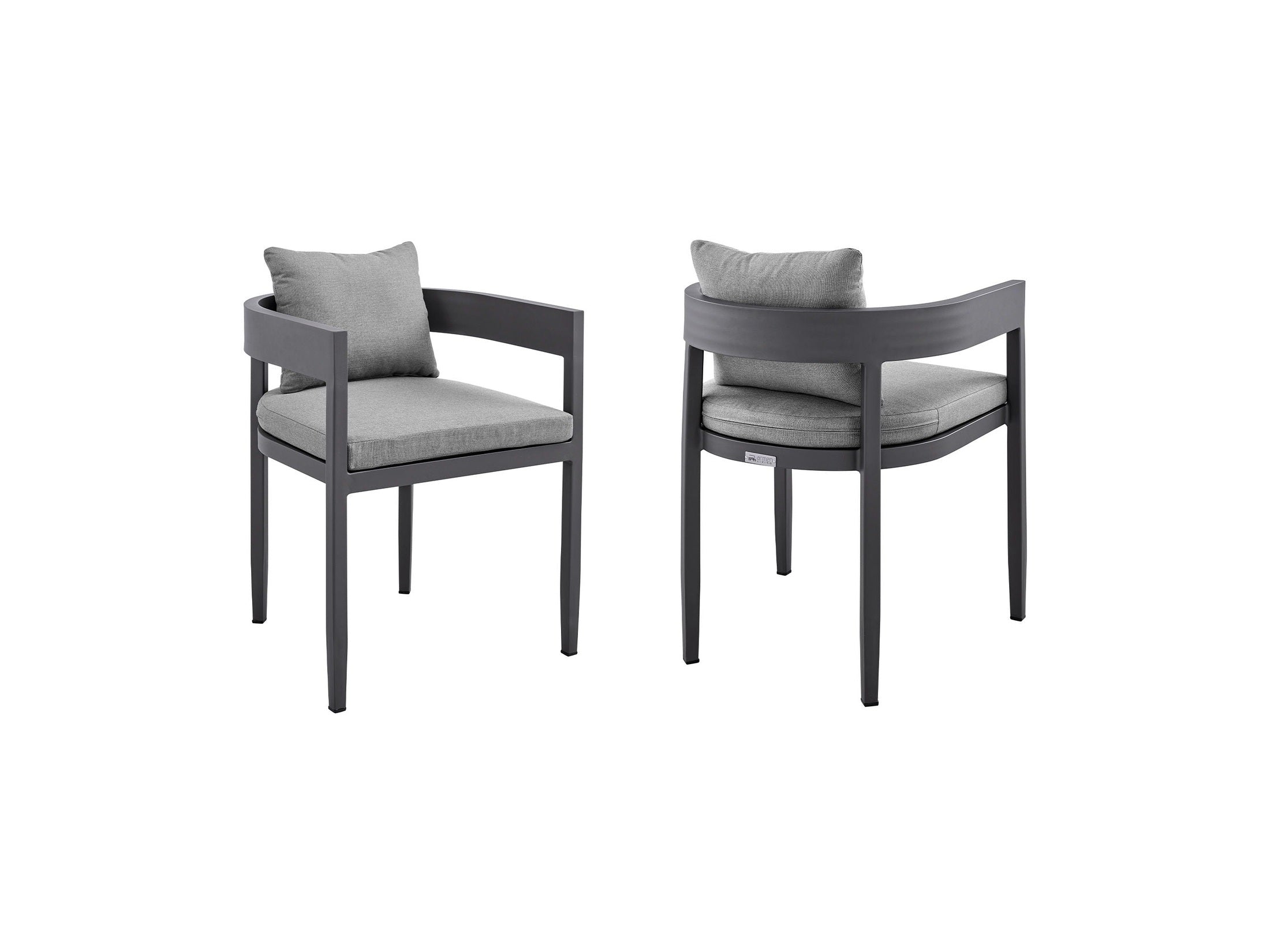 Menorca - Outdoor Patio Dining Chairs In Aluminum With Gray Cushions - (Set of 2)