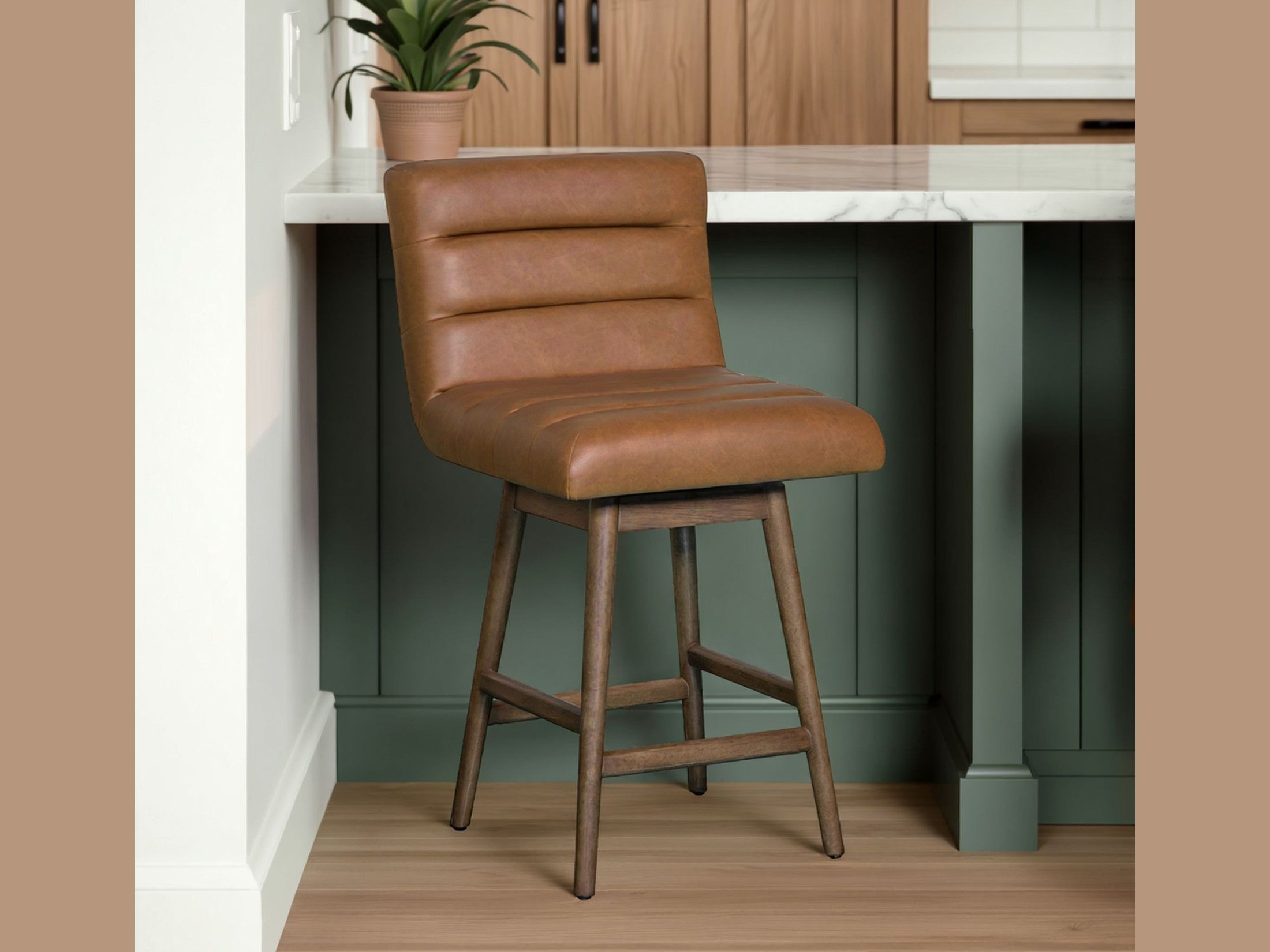Elias - Swivel Rubberwood Barstool