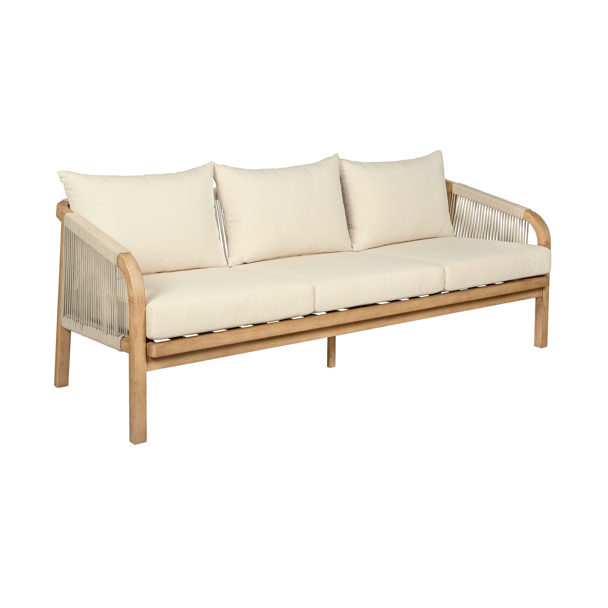 Cypress - 4 Piece Outdoor Patio Conversation Set - Blonde Eucalyptus / Ivory