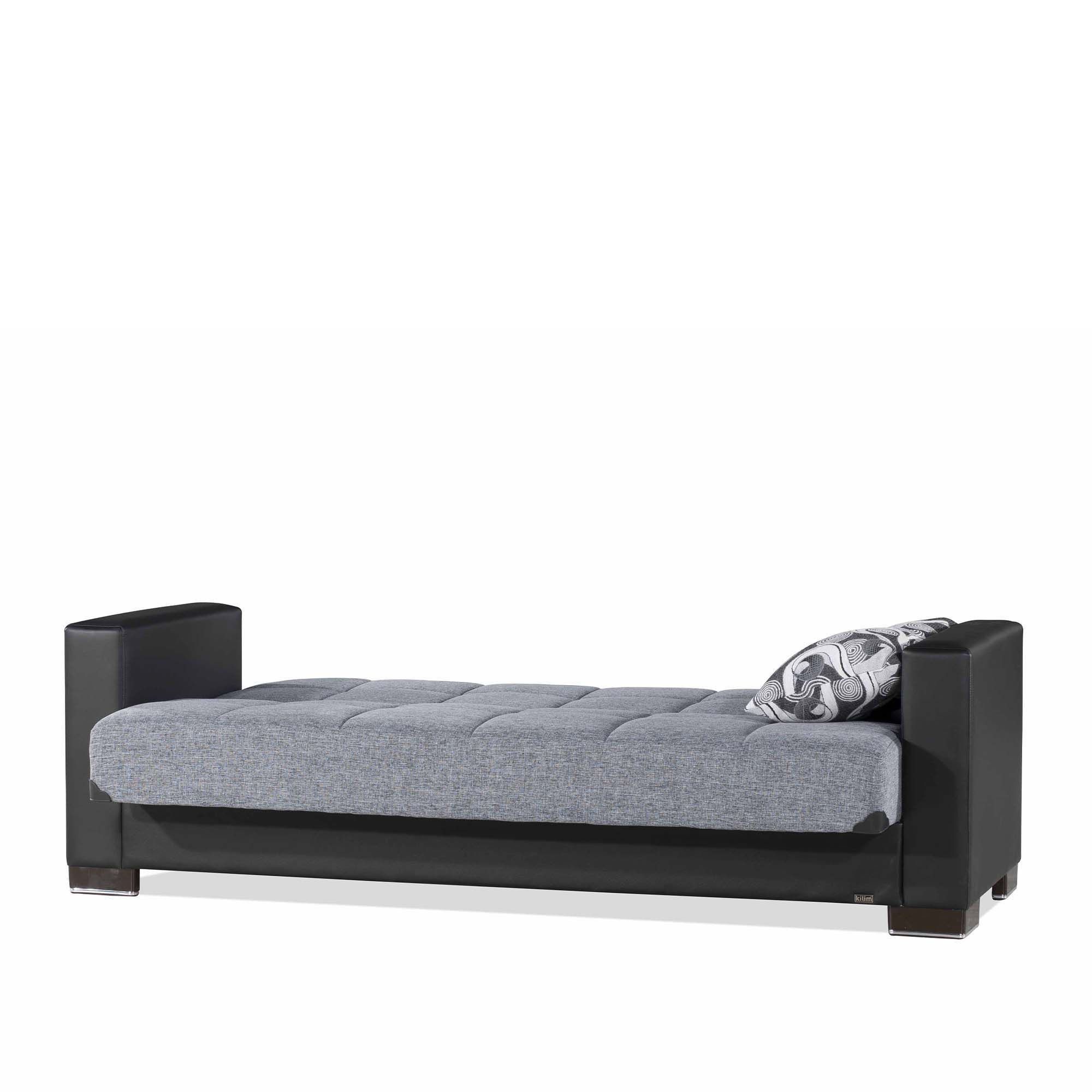 Ottomanson Armada - Upholstered Convertible Sofabed With Storage - Gray/Black PU Polyester