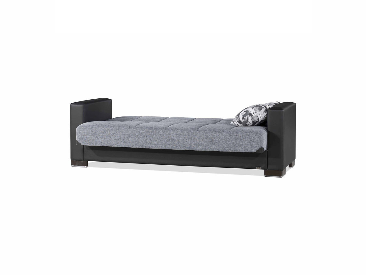 Ottomanson Armada - Upholstered Convertible Sofabed With Storage - Gray/Black PU Polyester