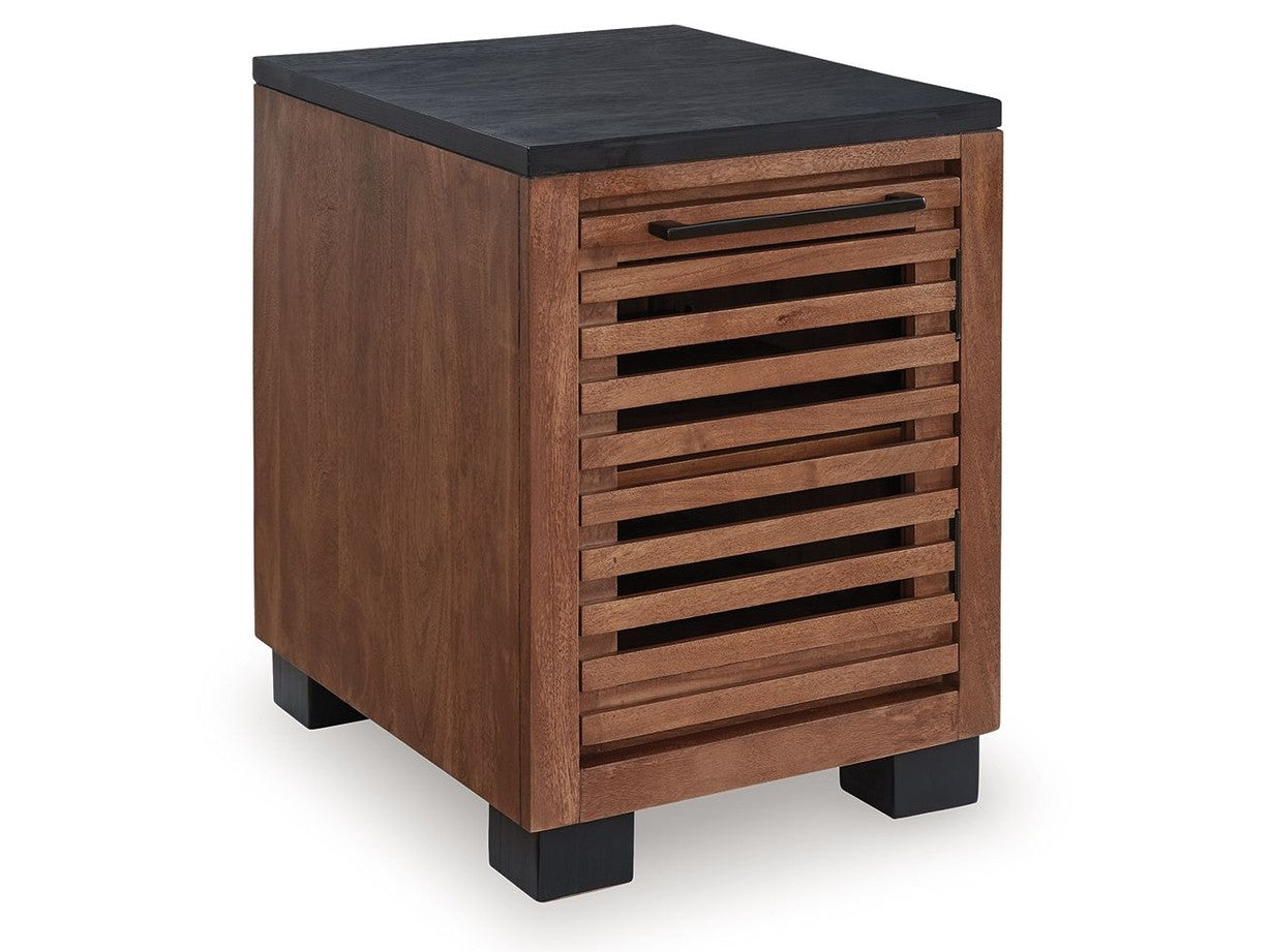 Kallari - Chair Side End Table - Warm Brown / Black