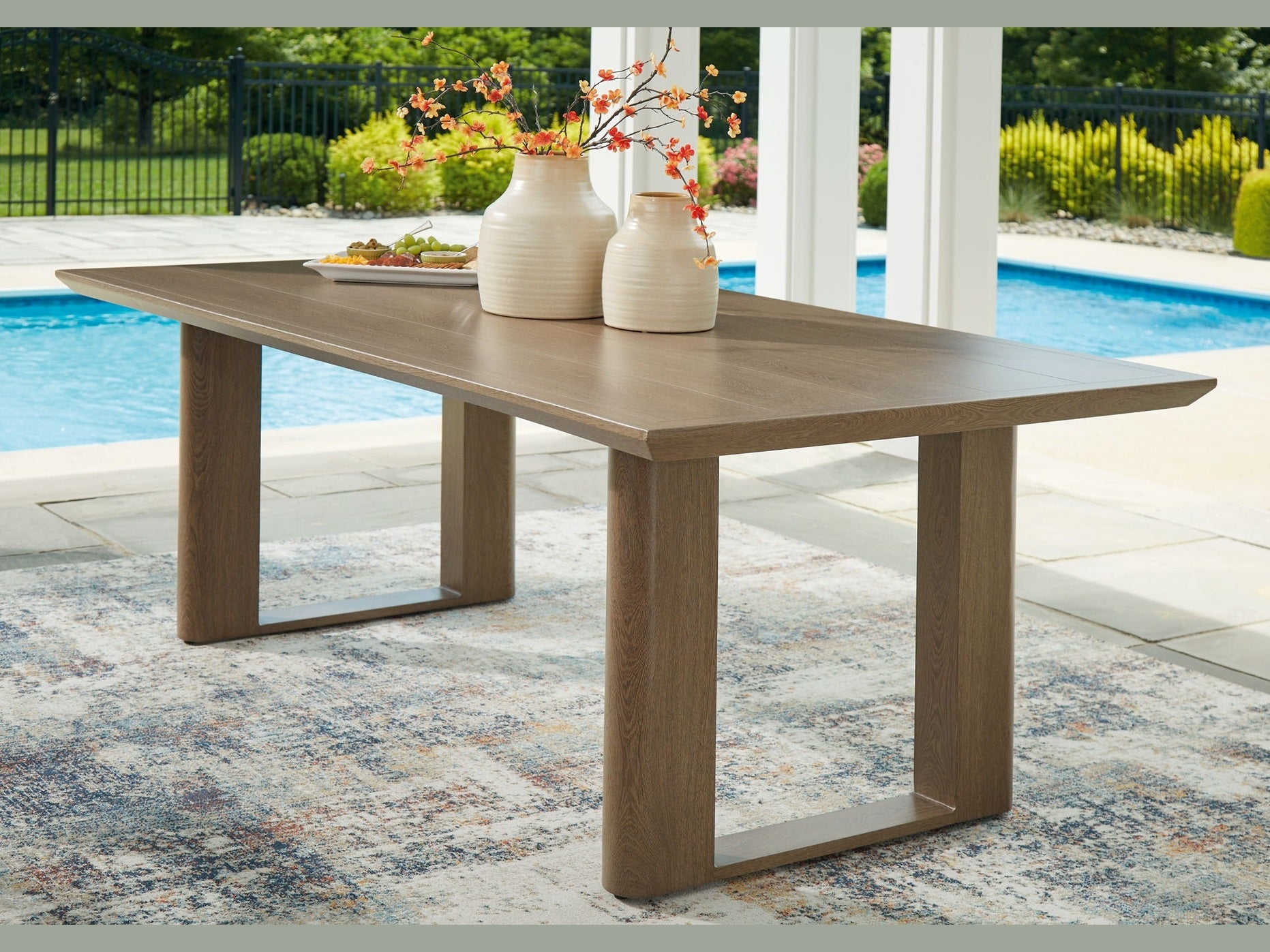 Serene Bay - Rectangular Dining Table With Umbrella Option - Dark Brown