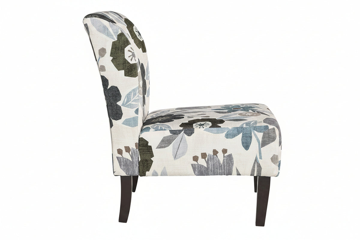 Floral patterned chair on a white background