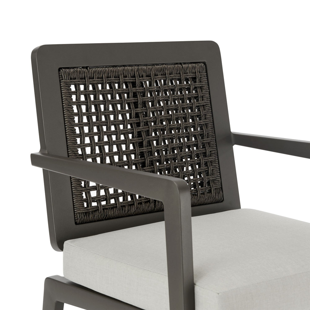 Avila - Outdoor Dining Chair With Woven Rattan Back Aluminum Frame And Cushion (Set of 2) - Dark Bronze / Silver Ash