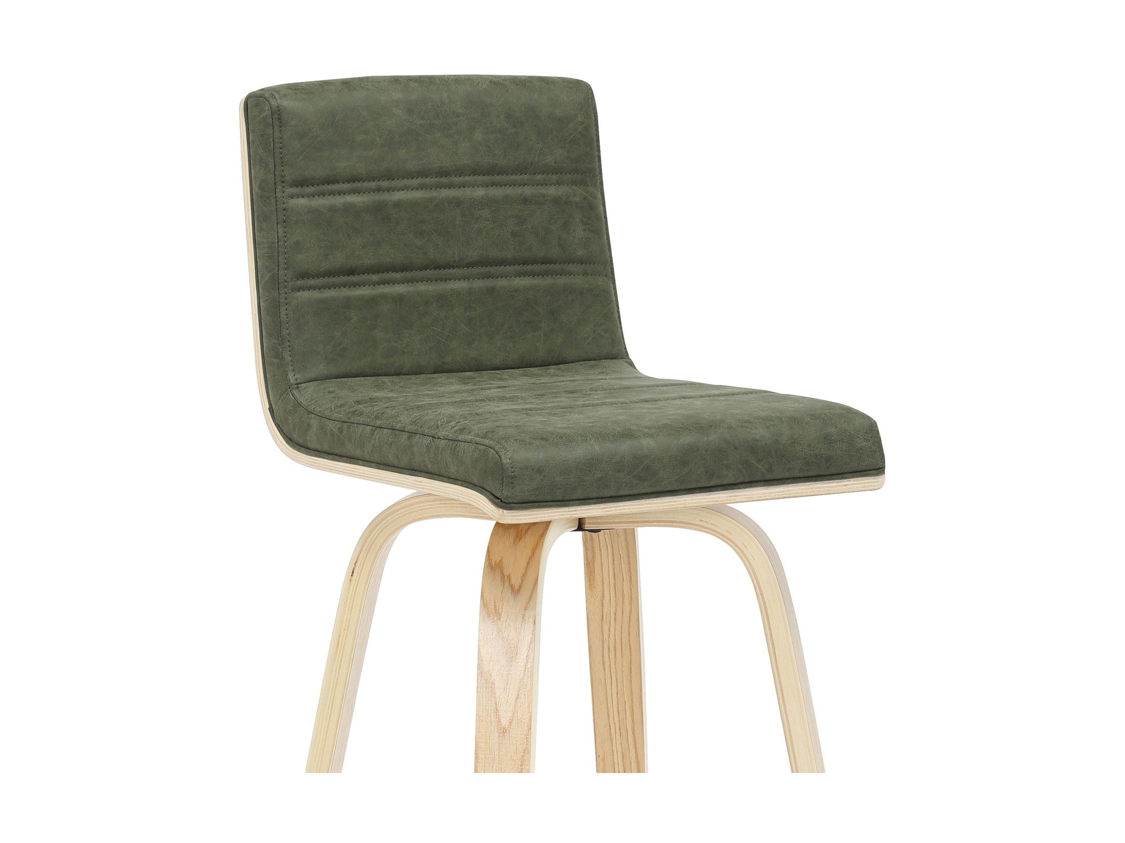 Vienna - 39.5" Swivel Bar Height Square Back Wood Bar Stool With Faux Leather Seat