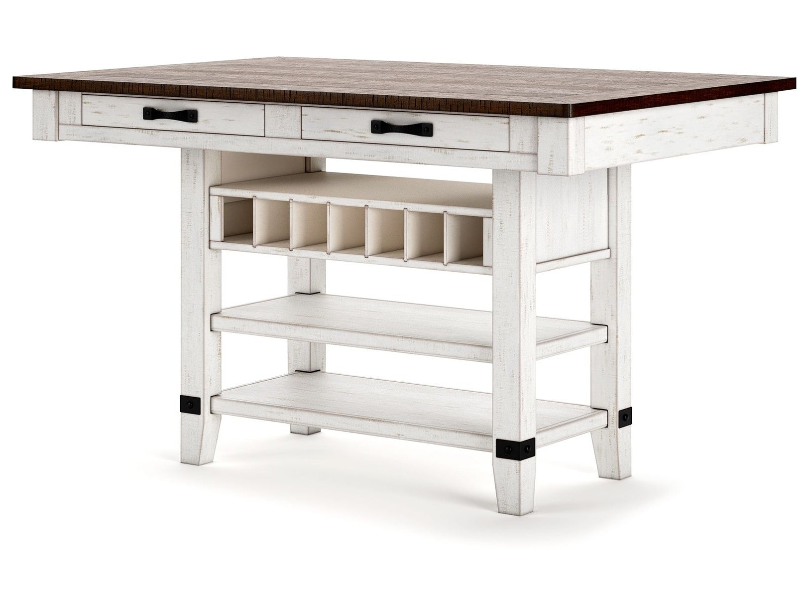 Valebeck - Rect Dining Room Counter Table With Wine Rack