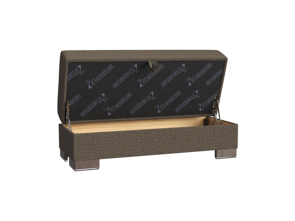 Ottomanson Armada X - Upholstered Convertible Wood Trimmed Ottoman With Storage - Polyester