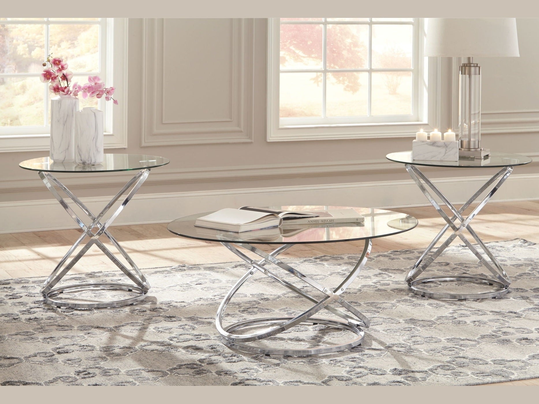 Hollynyx - Occasional Table Set (Set of 3) - Chrome Finish